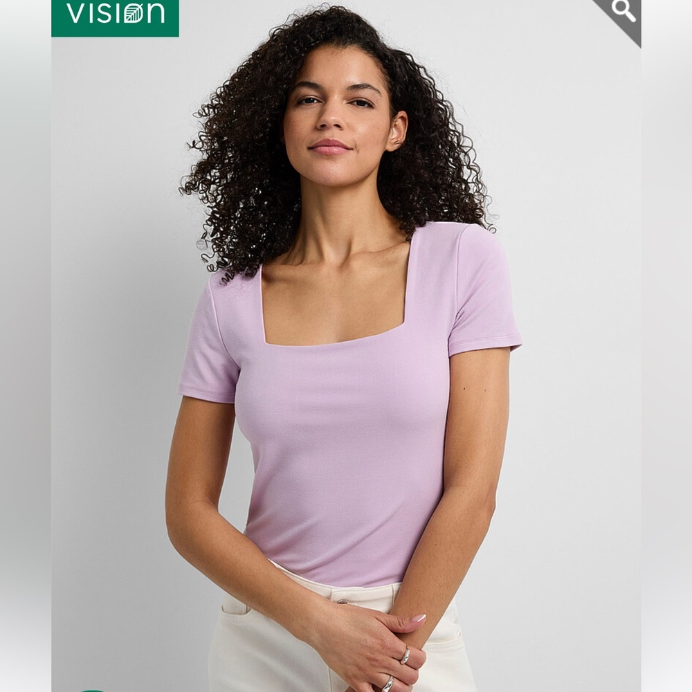 SIMONS Lilac Square Neck T-Shirt